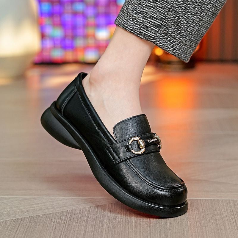 Zapatos tacón grueso piel vacuno primera capa