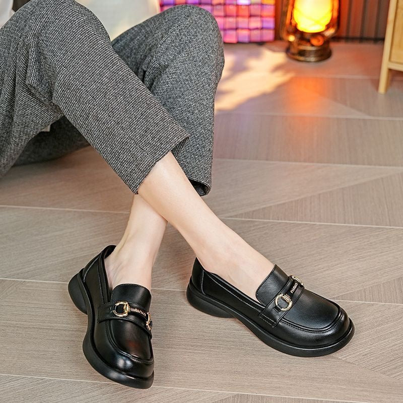 Zapatos tacón grueso piel vacuno primera capa