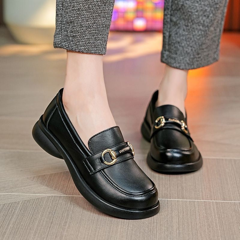 Zapatos tacón grueso piel vacuno primera capa