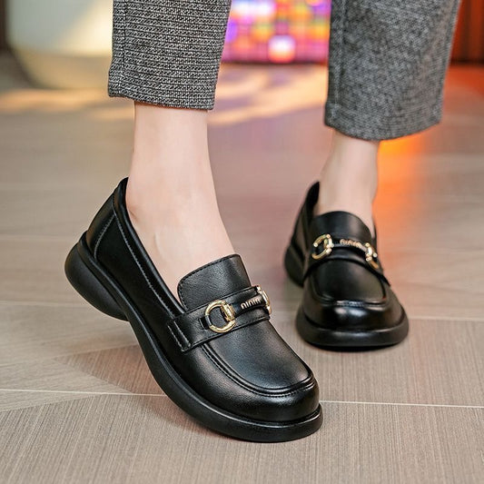 Zapatos tacón grueso piel vacuno primera capa