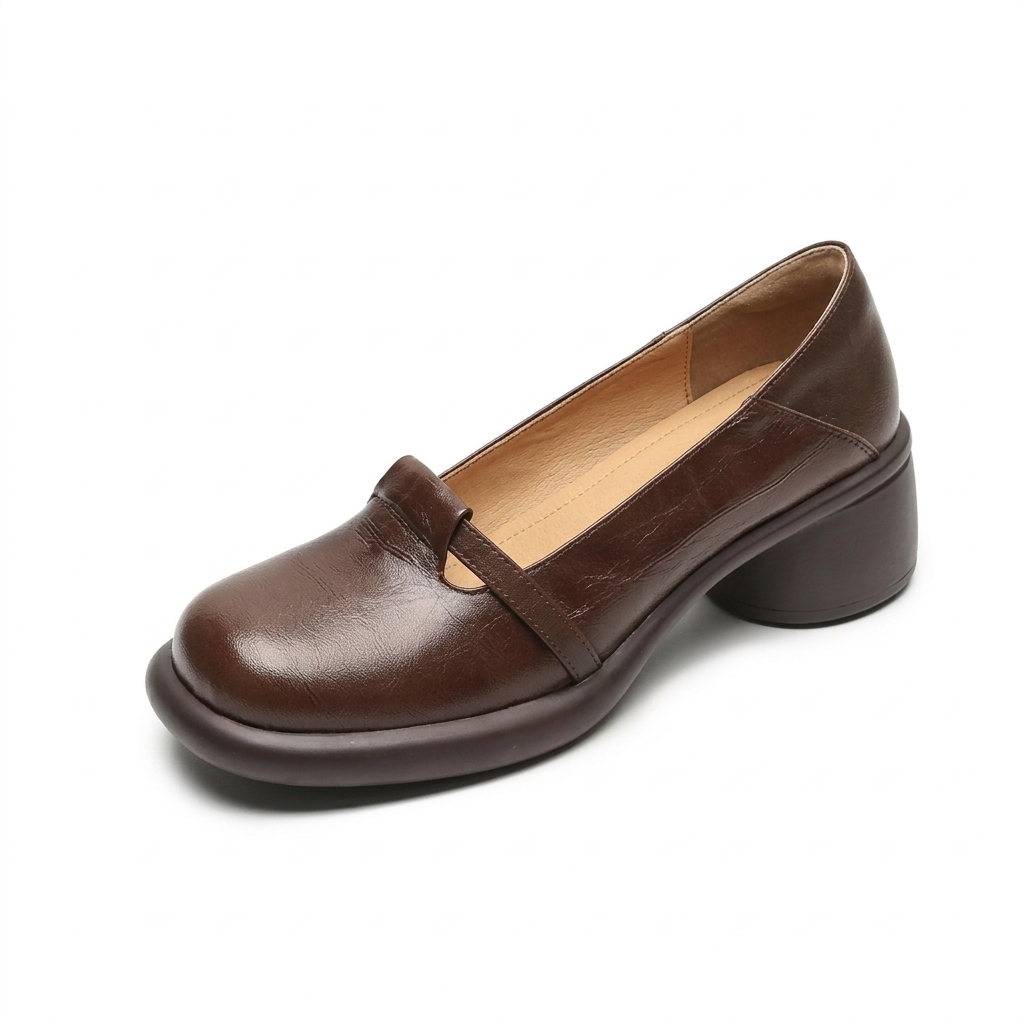 Zapatos retro francés – punta redonda, corte bajo