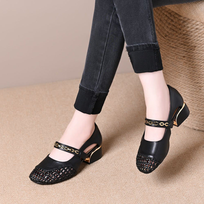 Zapatos casuales de piel con diseño calado