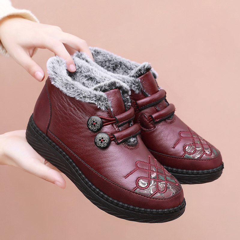 Botas de cuero engrosadas con suela suave