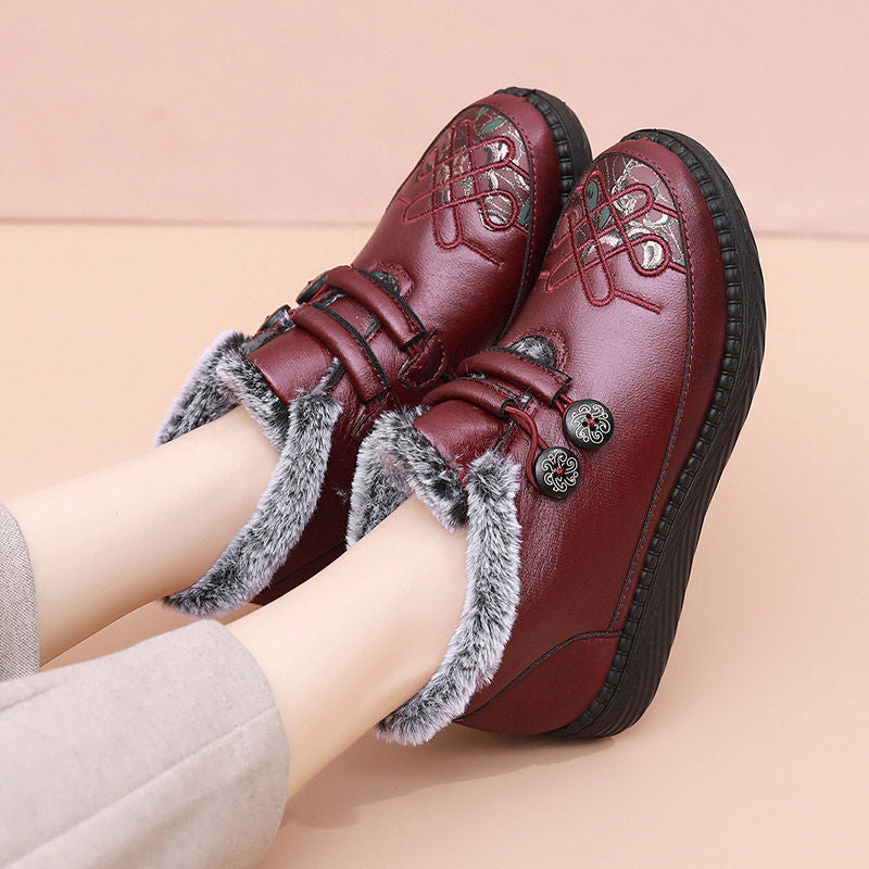 Botas de cuero engrosadas con suela suave