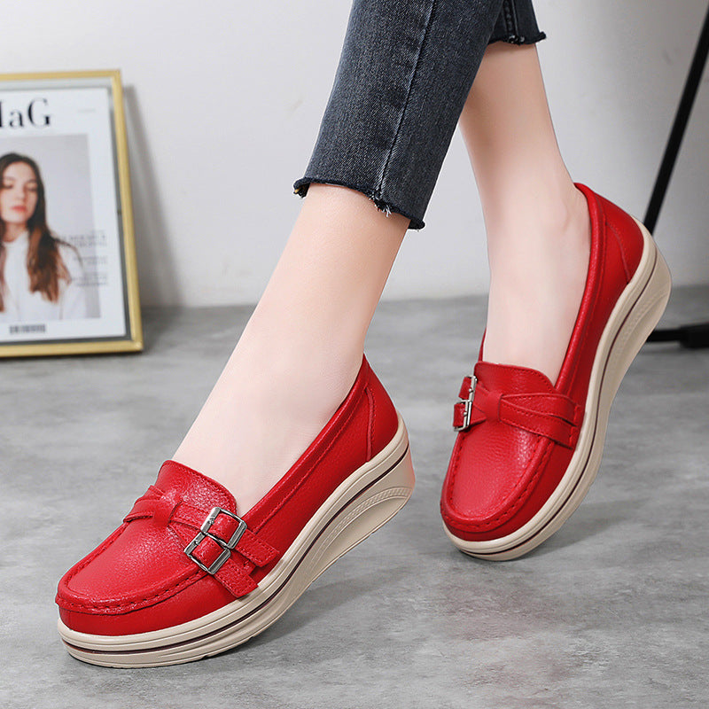 Zapatos de plataforma de suela gruesa de cuero genuino
