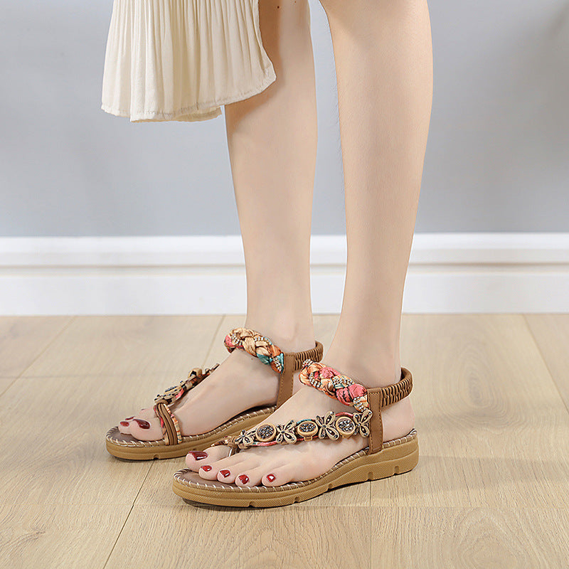 Sandalias de plataforma con tejido estilo bohemio