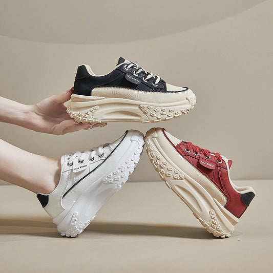 Zapatillas deportivas casuales de suela gruesa con aumento de altura
