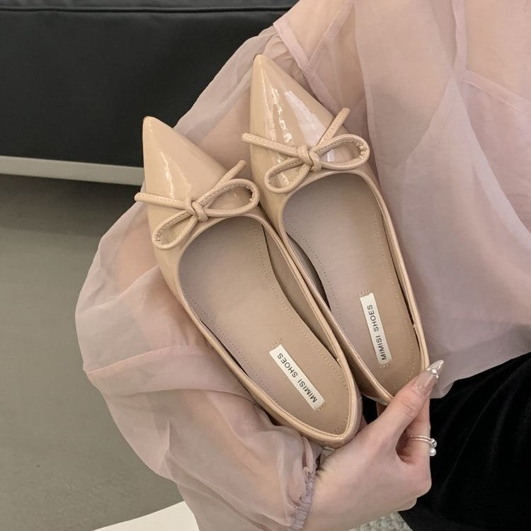 Balerinas Beige con Moño Elegantes
