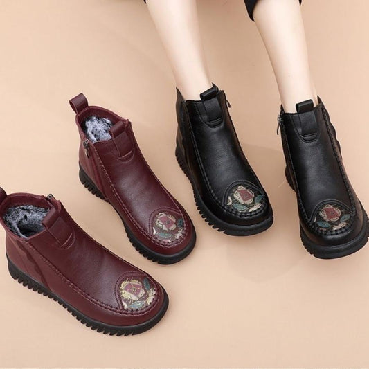 TES- Zapatos de mujer cálidos retro antideslizantes