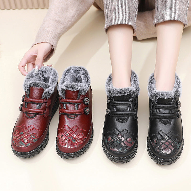 Botas de cuero engrosadas con suela suave