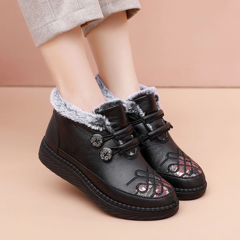 Botas de cuero engrosadas con suela suave