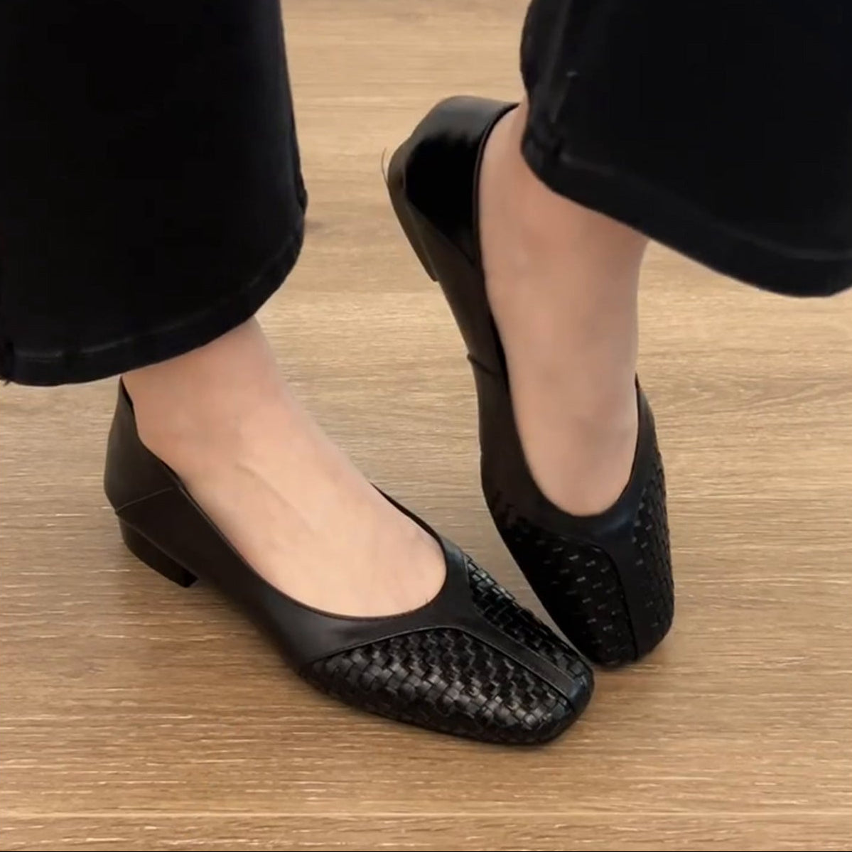 Zapatos de piel de corte bajo con diseño tejido – cómodos y sin cansarte