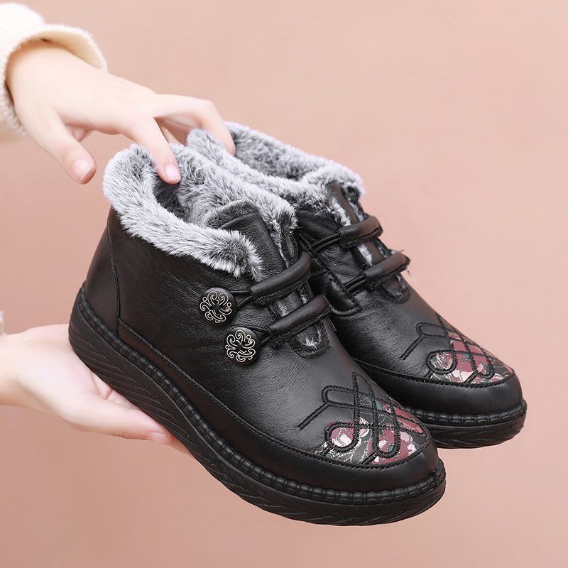 Botas de cuero engrosadas con suela suave