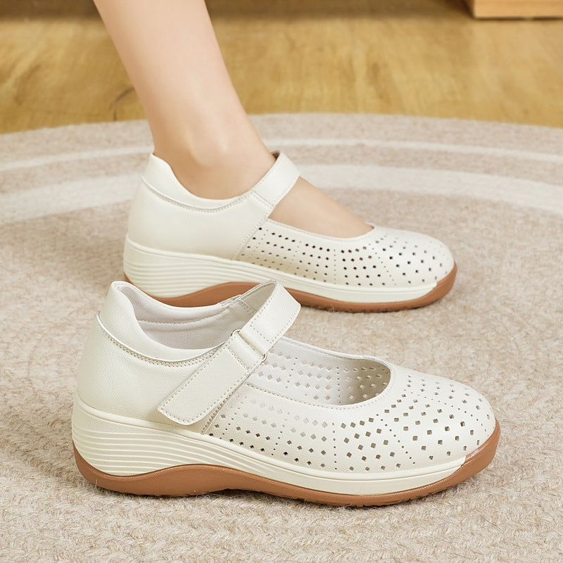 Zapatos de cuero huecos antideslizantes