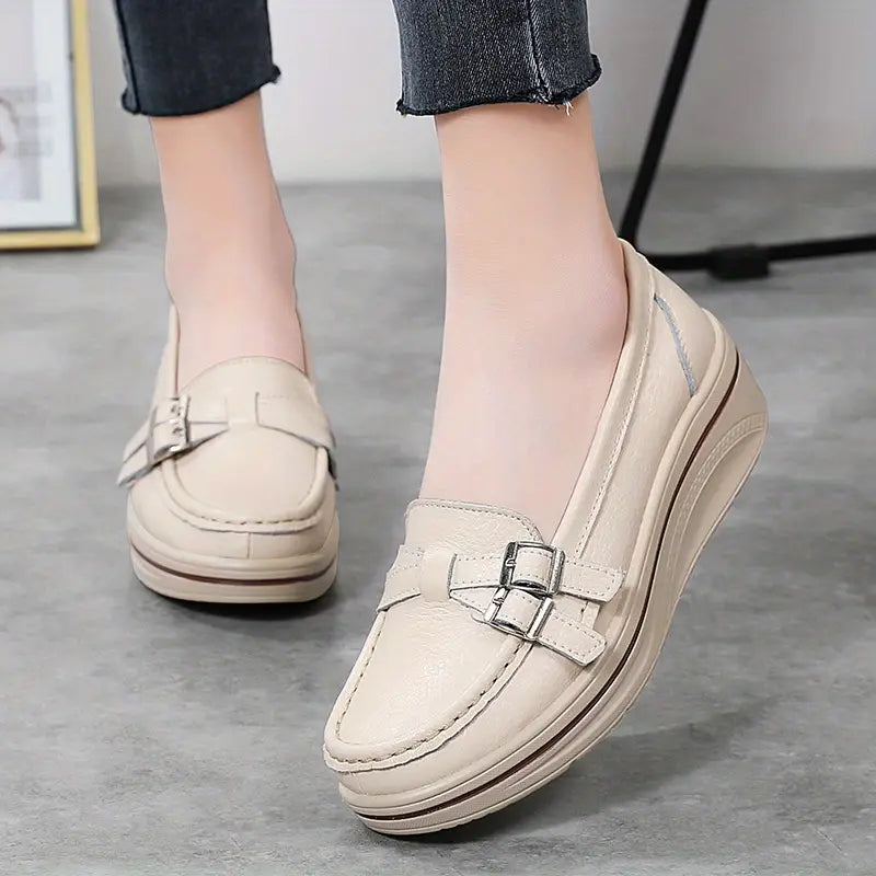Zapatos de plataforma de suela gruesa de cuero genuino