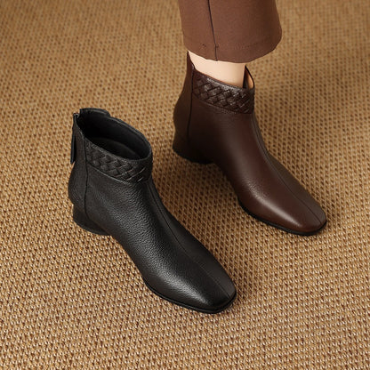 Botas tejidas de cuero auténtico