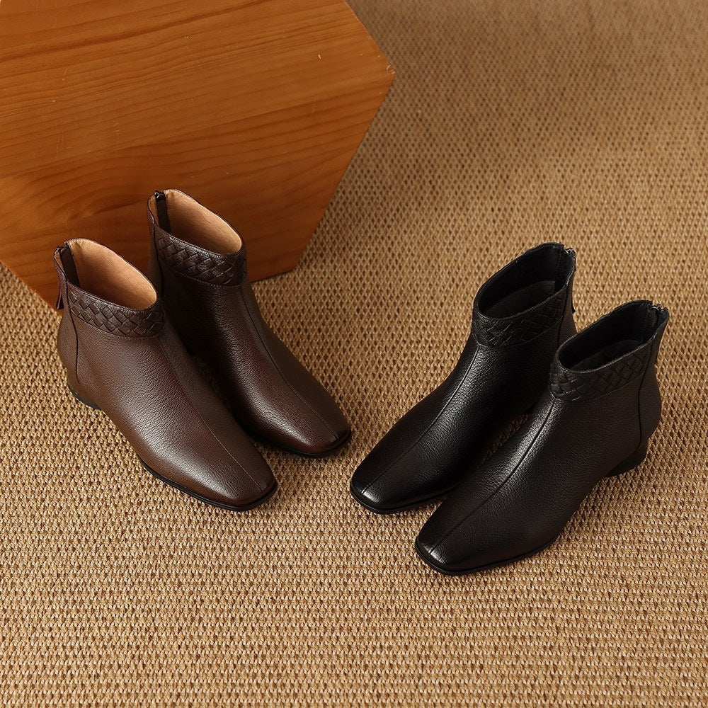 Botas tejidas de cuero auténtico