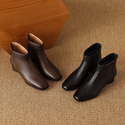 Botas tejidas de cuero auténtico