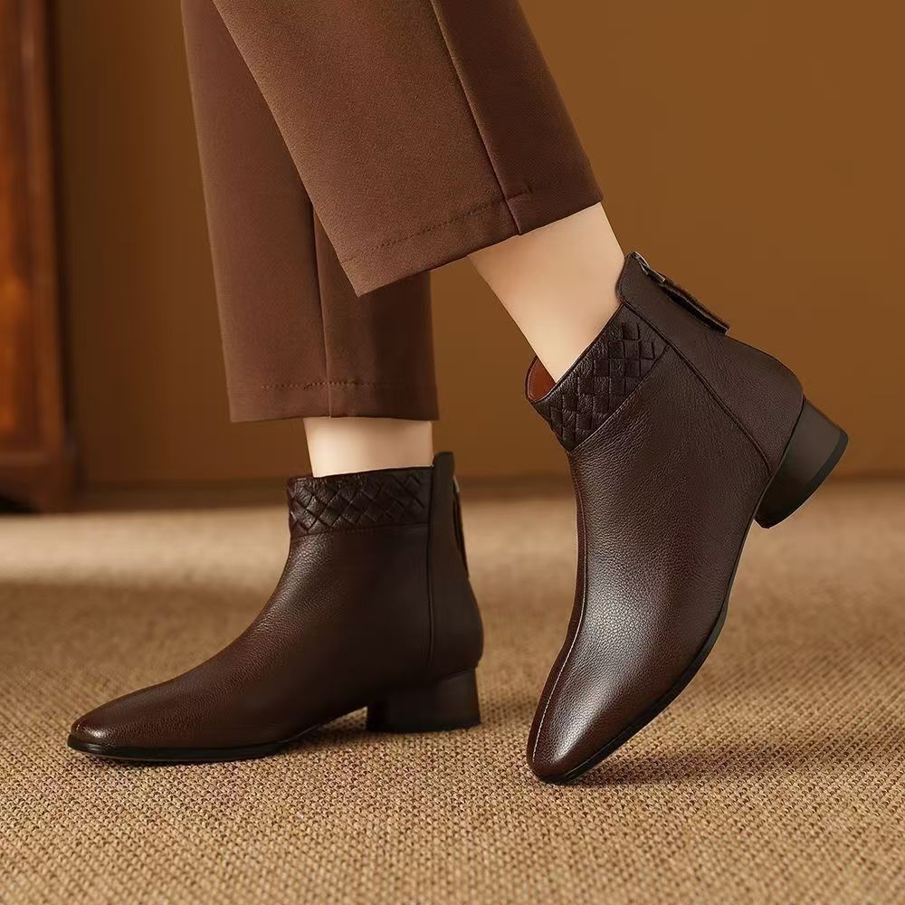 Botas tejidas de cuero auténtico