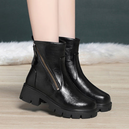 Botas de invierno de cuero auténtico con forro polar