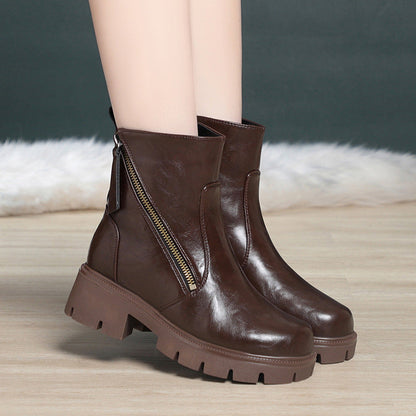 Botas de invierno de cuero auténtico con forro polar