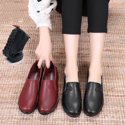 Zapatos de piel antideslizantes (rosa negra)