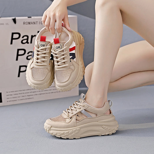 Zapatillas deportivas de suela gruesa y malla transpirable