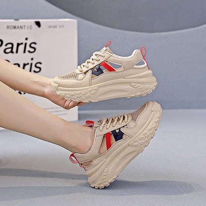 Zapatillas deportivas de suela gruesa y malla transpirable