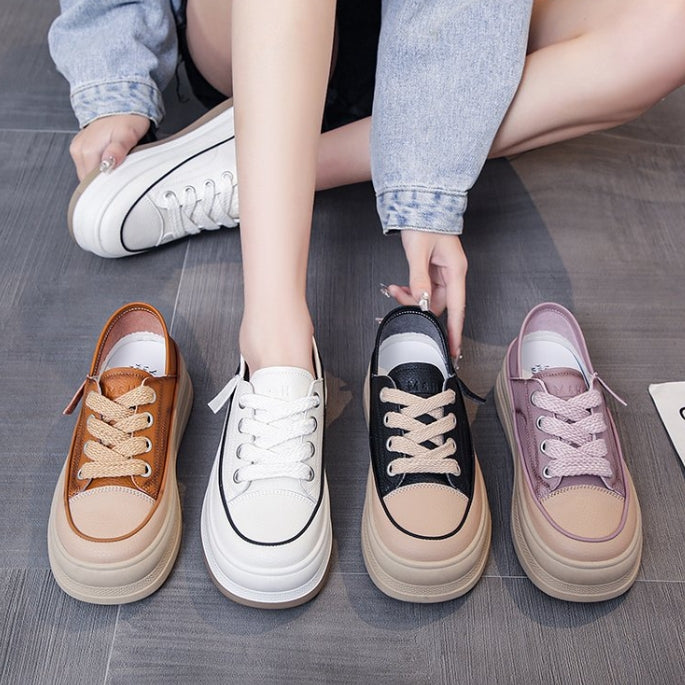 Zapatos casuales de cuero con suela de plataforma de gran venta