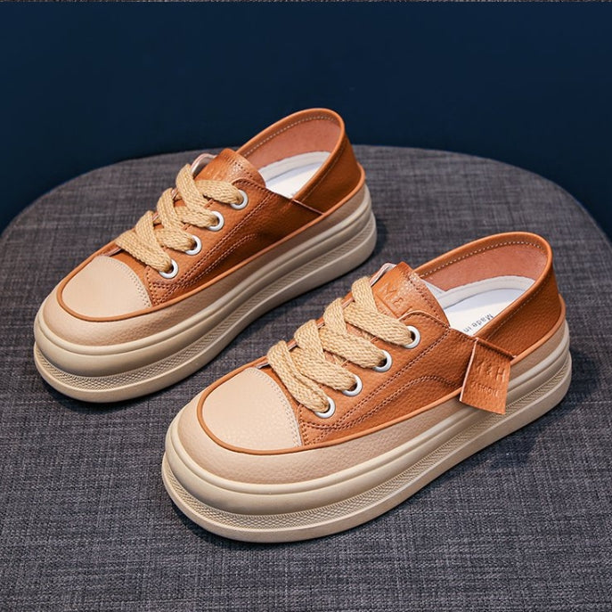 Zapatos casuales de cuero con suela de plataforma de gran venta