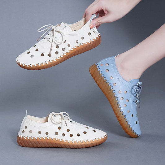 Zapatos planos de piel de vaca