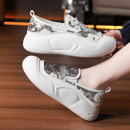 Mocasines de plataforma de 4 cm con lentejuelas