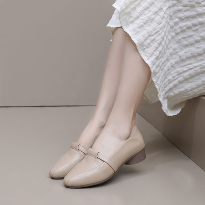 Zapatos casuales de piel suave con punta afilada estilo francés