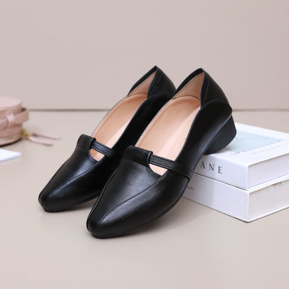 Zapatos casuales de piel suave con punta afilada estilo francés