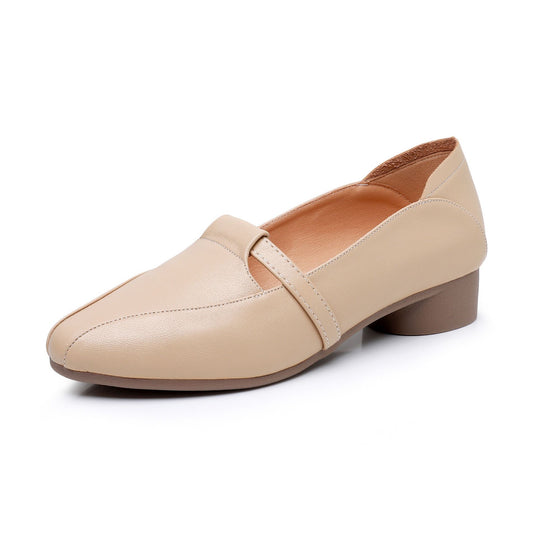 Zapatos casuales de piel suave con punta afilada estilo francés