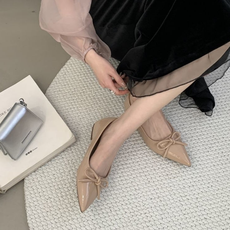 Balerinas Beige con Moño Elegantes