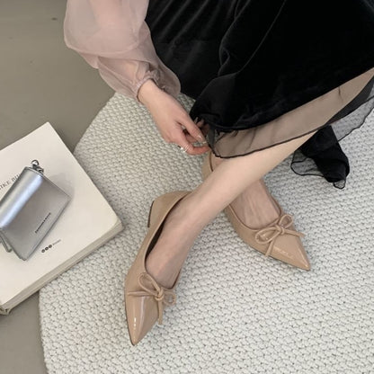Balerinas Beige con Moño Elegantes