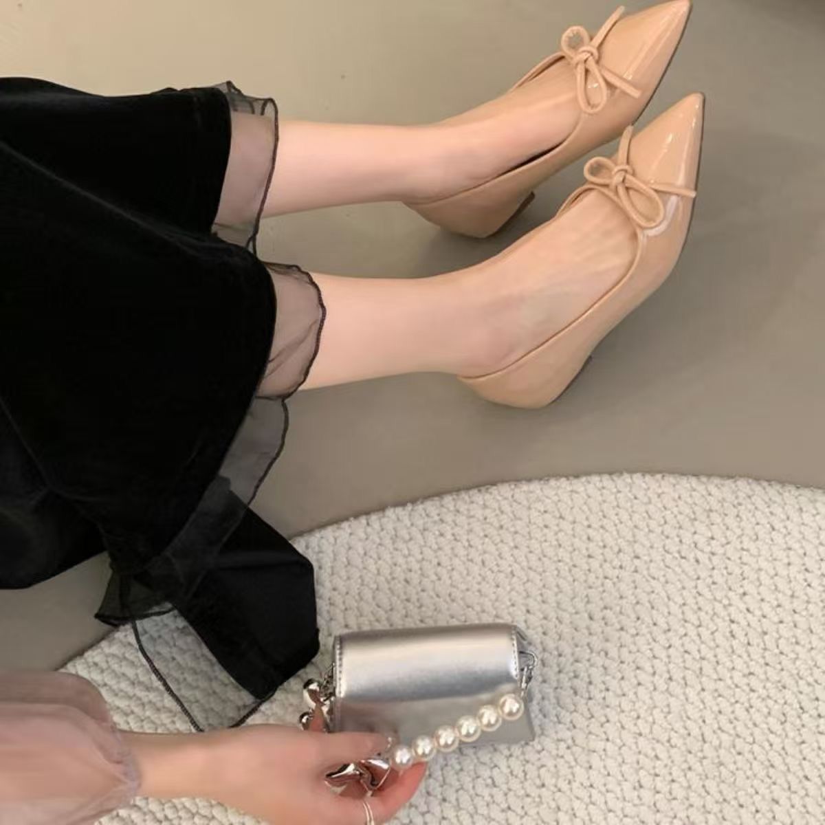 Balerinas Beige con Moño Elegantes