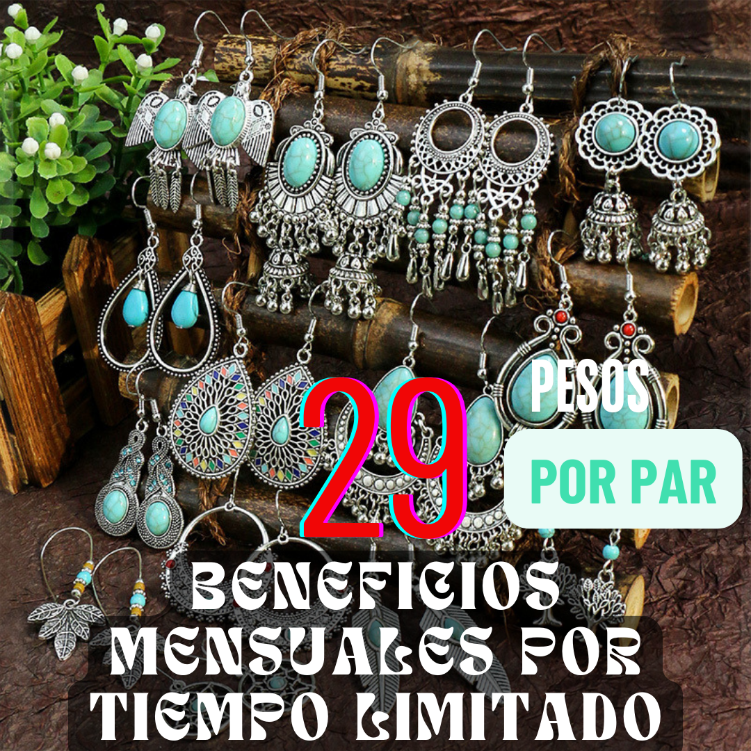 Área de beneficios mensuales：Pendientes Boho Turquesa – 13 Estilos