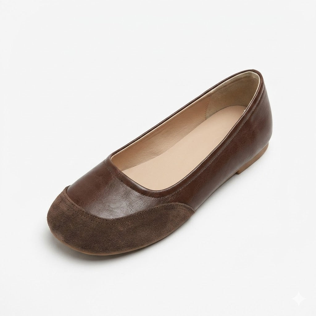 Zapatos planos de piel suave genuina