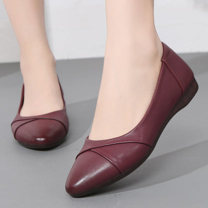 Zapatos para mujer de piel suave con suela de goma flexible y cómoda