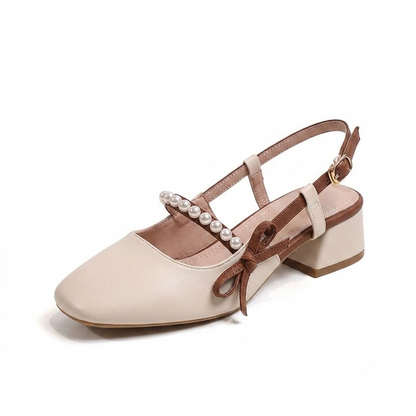 Zapatos casuales de tacón grueso con estilo francés elegante