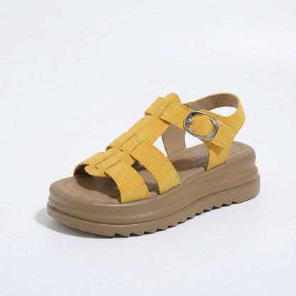 Sandalias tipo Birkenstock de piel genuina con plataforma