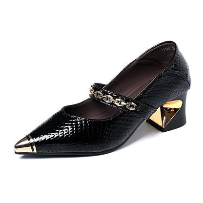 Zapatos punta fina con tacón ancho
