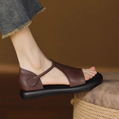 Sandalias casuales de piel estilo retro