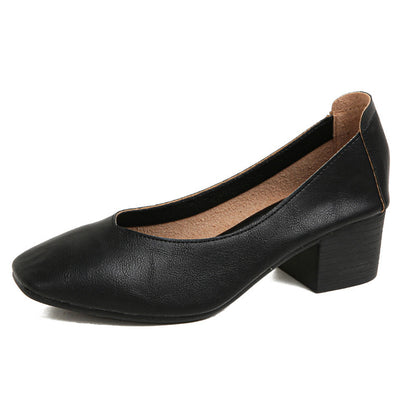 Zapatos de piel auténtica tacón ancho (varios tamaños disponibles)