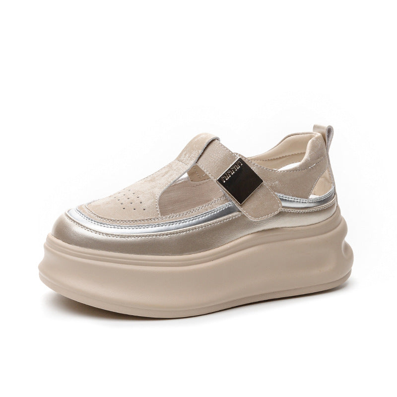 Mocasines de piel genuina con plataforma