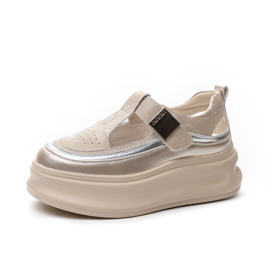 Mocasines de piel genuina con plataforma