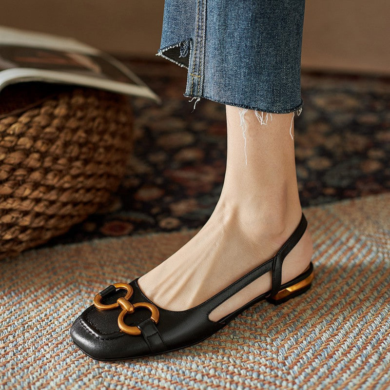 Sandalias de tacón bajo estilo francés