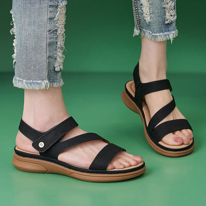 Sandalias de piel de res con “memoria elástica”
